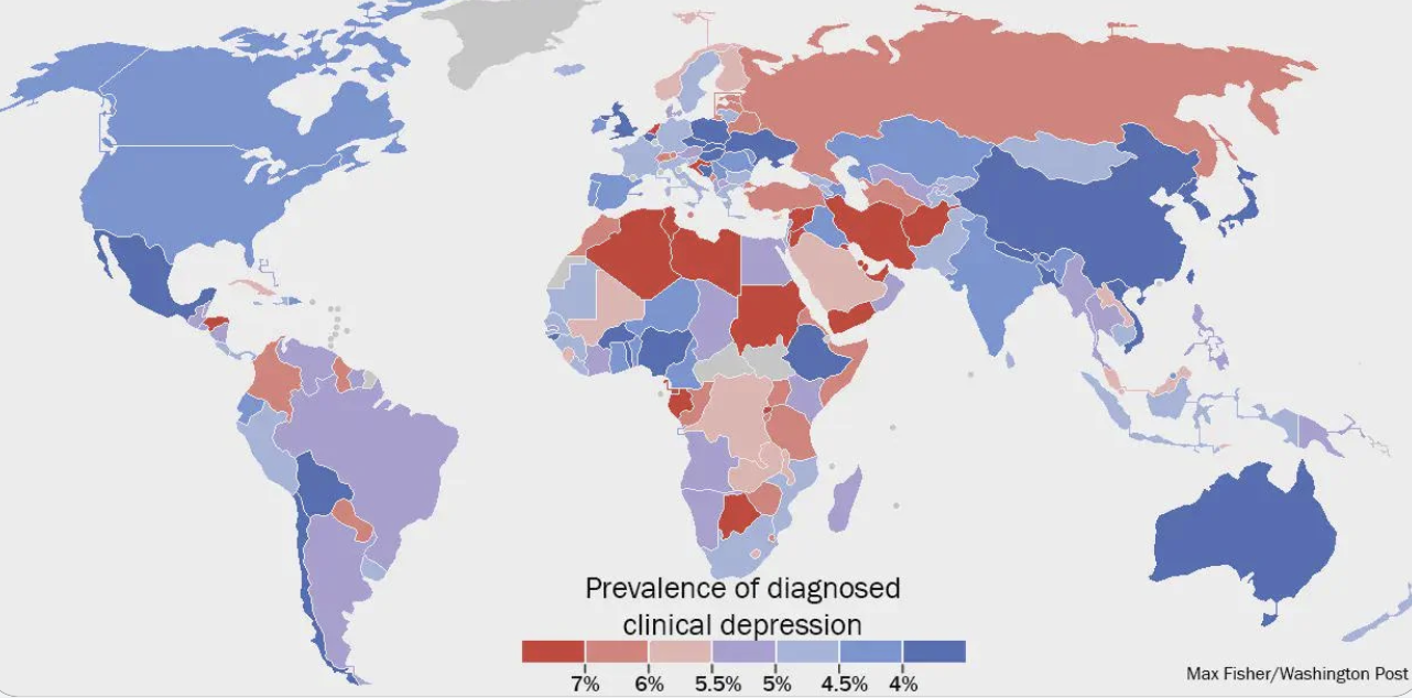 total drama world tour countries - Prevalence of diagnosed P clinical depression 6% 5.5 % 5% 4.5 % 4% Max FisherWashington Post